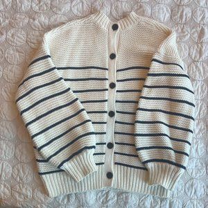Alex Mill  Stripe Button Back Cotton Crewneck Sweater Cardigan size M